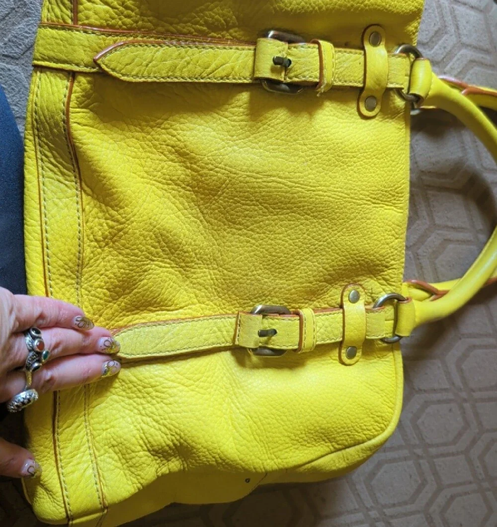 Pilcro Yellow Leather Top-Handle Satchel Bag